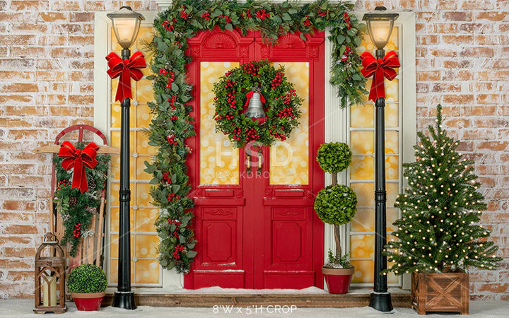 Decorated Christmas Door - HSD Photography Backdrops 