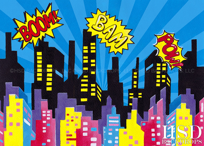 Superhero Skyline - HSD Photography Backdrops 