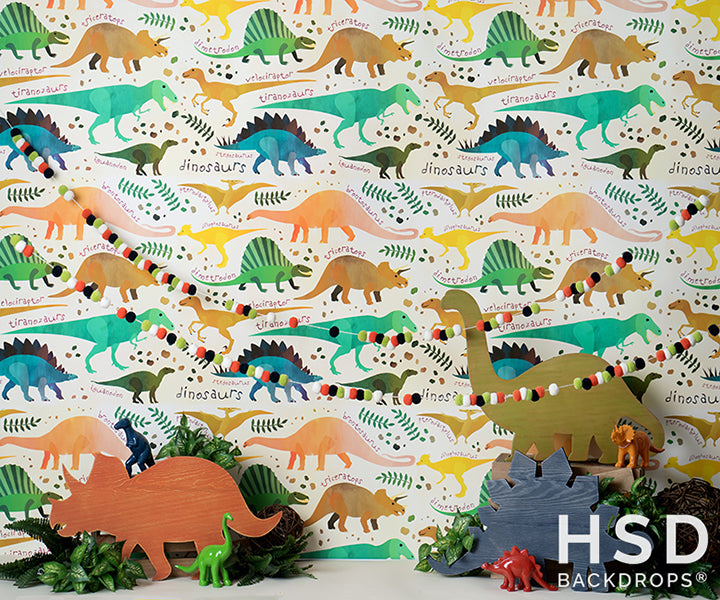Dinosaur Photo Backdrop. 1st Birthday Party Photography Background