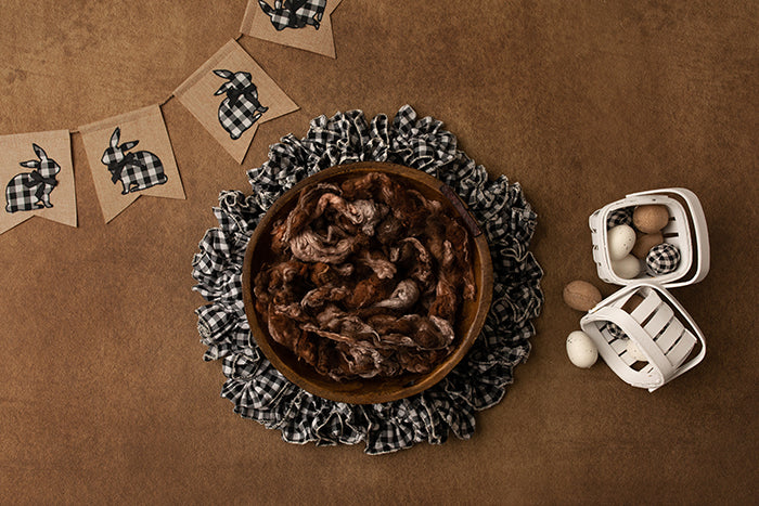 Checkered Bunny Basket I - HSD Photography Backdrops 