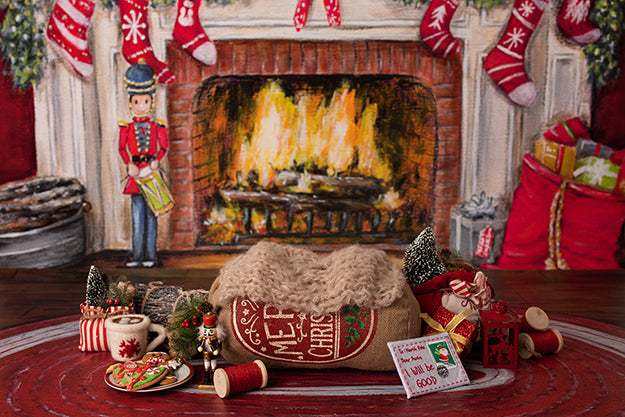 Christmas Fireplace II | Warm by the Fire Coll. | Digital - HSD Photography Backdrops 