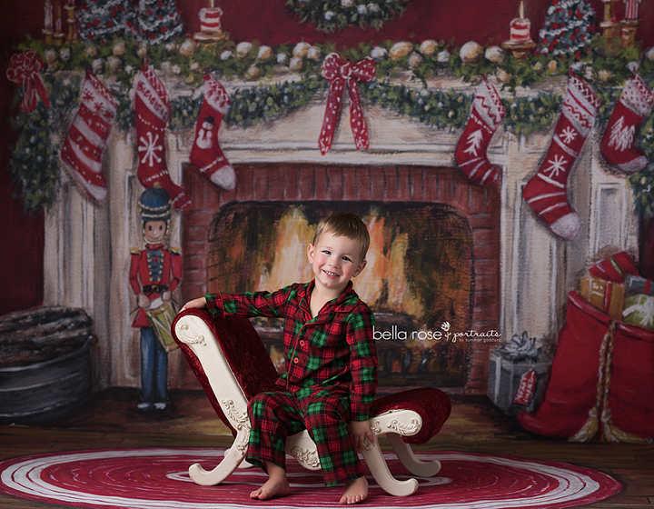 Christmas Fireplace - HSD Photography Backdrops 