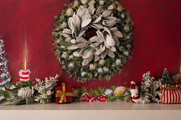 Newborn Digital Backdrop | Warm by the Fire Coll. | Christmas Mantel - HSD Photography Backdrops 