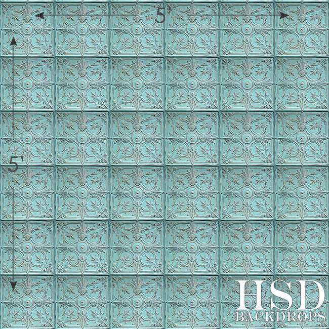 Antique Blue Tin Tile - HSD Photography Backdrops 