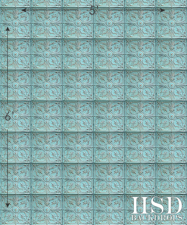 Antique Blue Tin Tile - HSD Photography Backdrops 