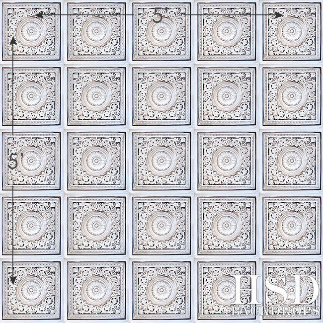 Vintage White Tin Tiles - HSD Photography Backdrops 