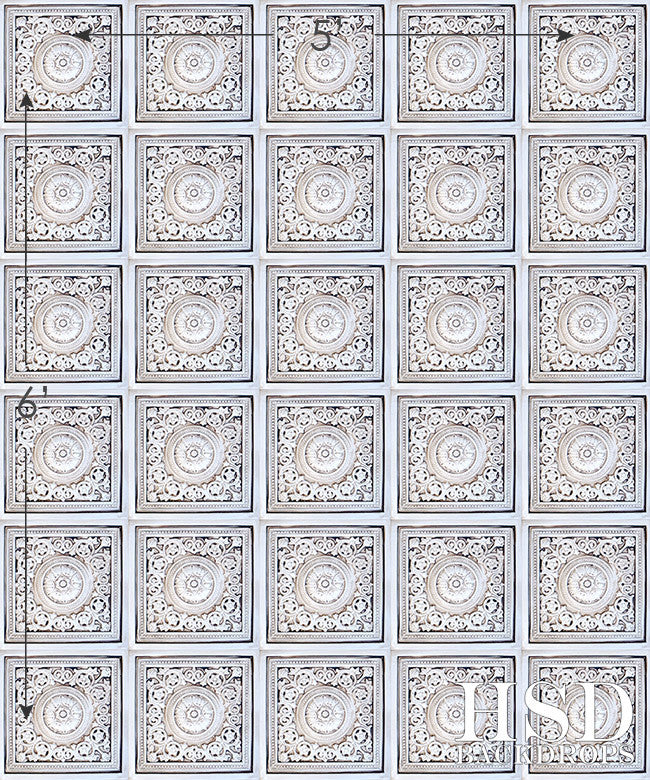 Vintage White Tin Tiles - HSD Photography Backdrops 