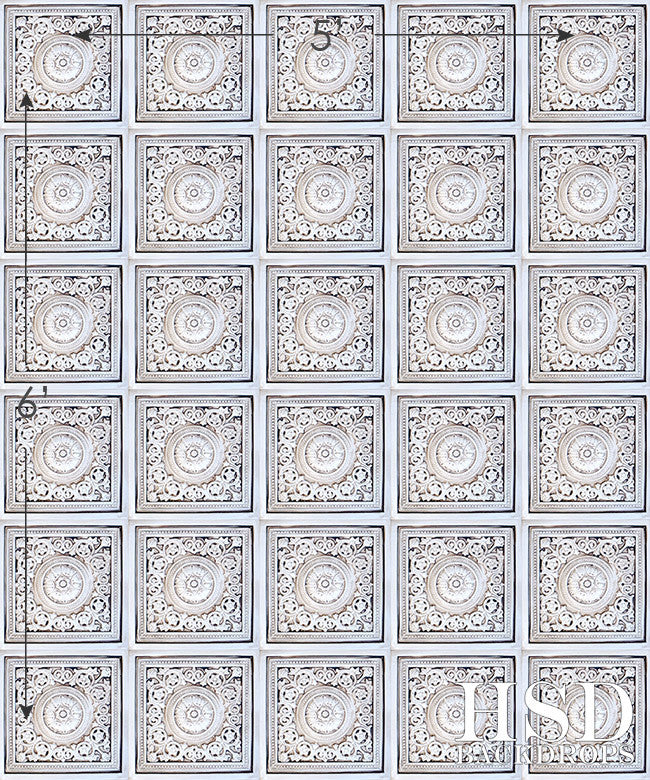 Vintage White Tin Tiles - HSD Photography Backdrops 