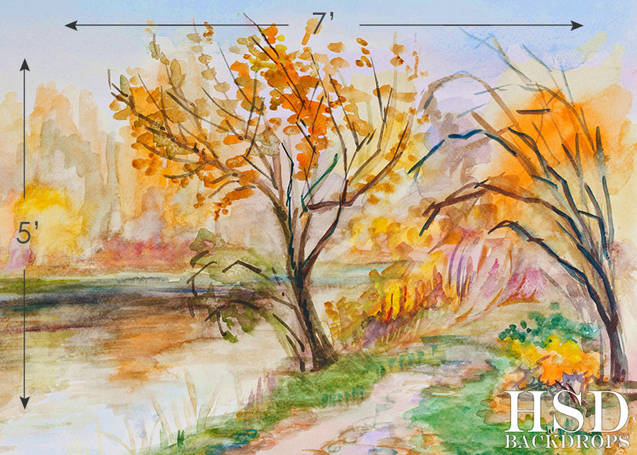 Autumn in Watercolor - HSD Photography Backdrops 