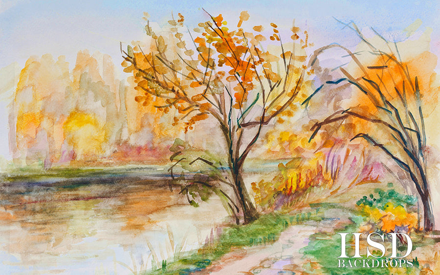 Autumn in Watercolor - HSD Photography Backdrops 