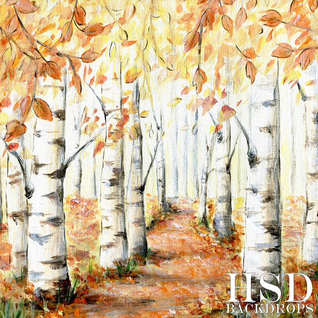 Autumn Birch Trees - HSD Photography Backdrops 