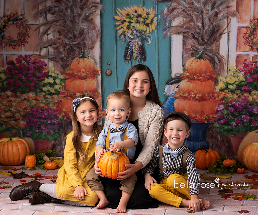 Teal Fall Door - HSD Photography Backdrops 