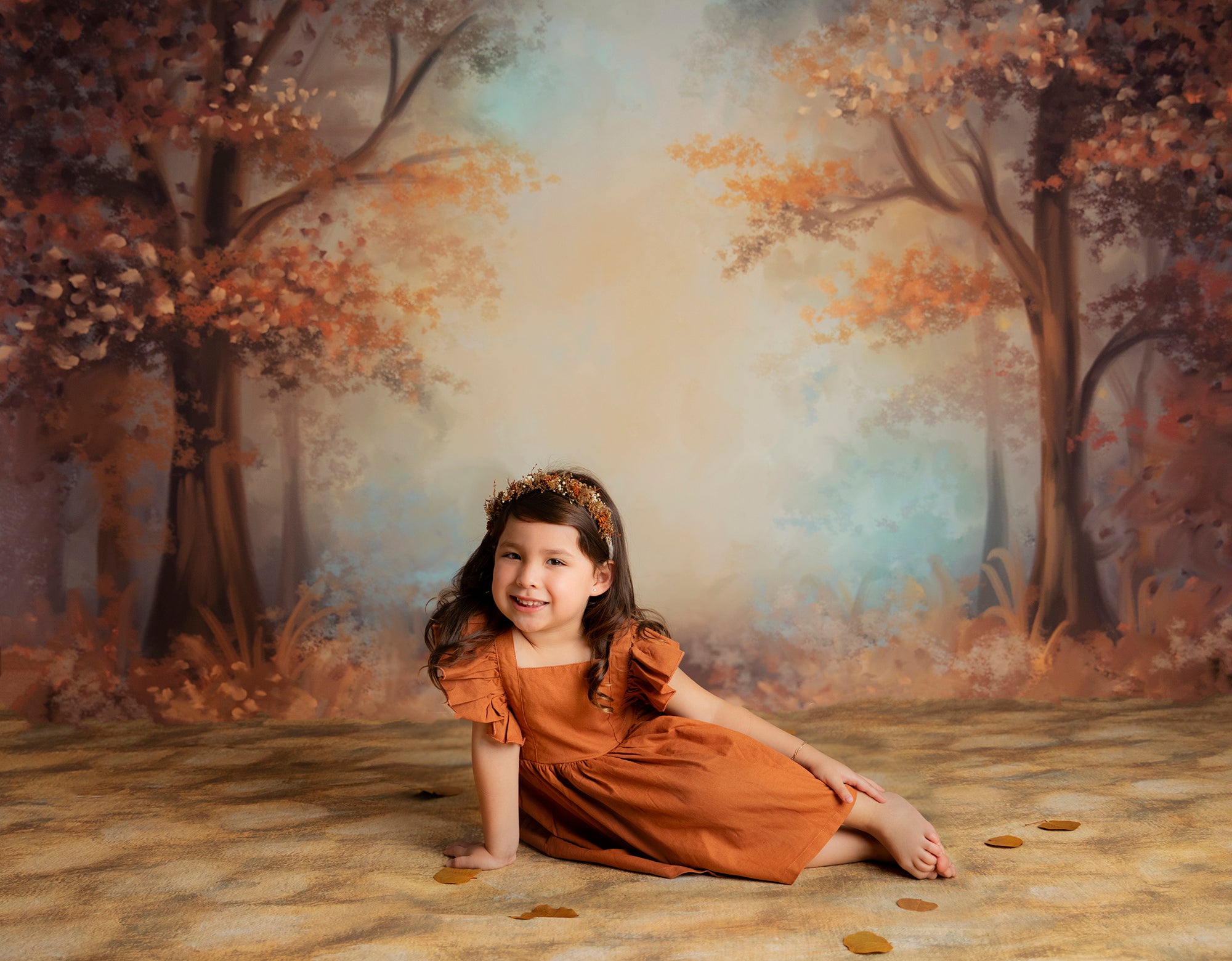 Fall Themed Photoshoot Backdrop with Autumn Trees