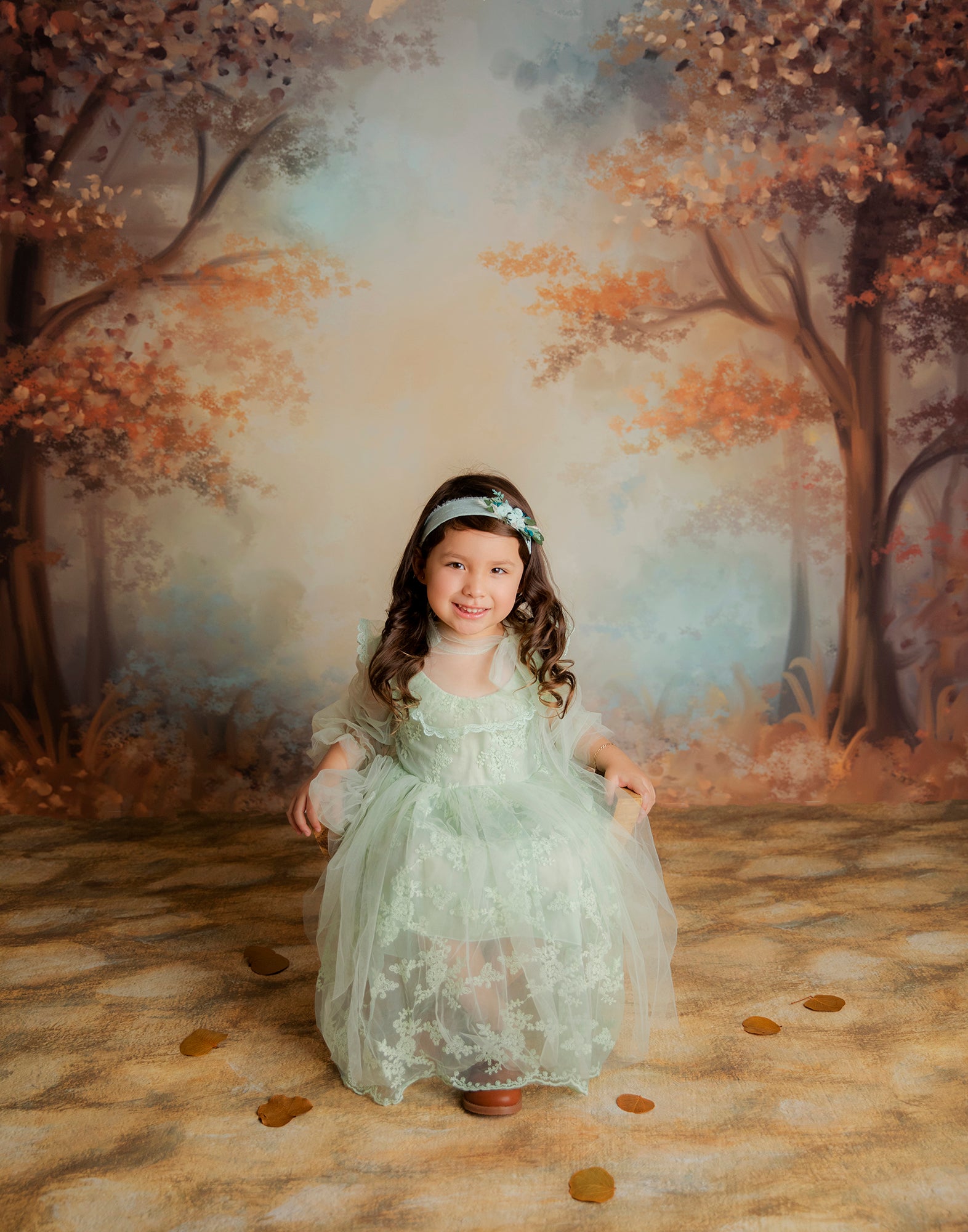 Fall Themed Photoshoot Backdrop with Autumn Trees