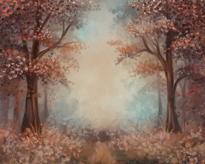 Fall Themed Photoshoot Backdrop with Autumn Trees