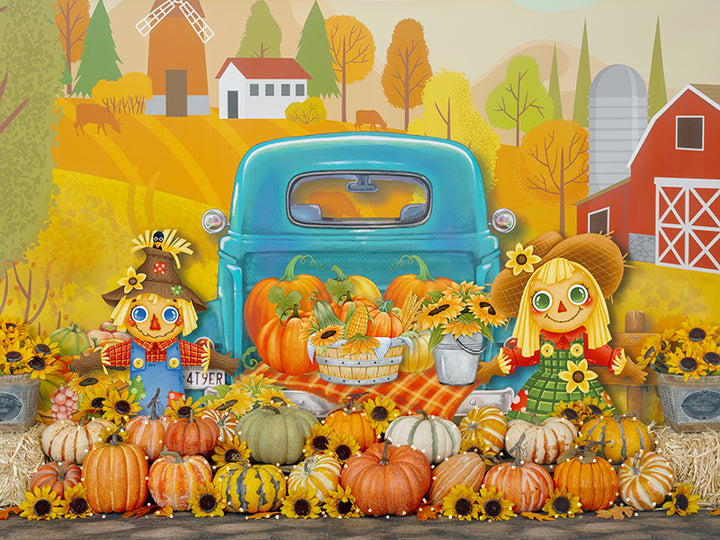 Fall Backdrops for Pictures with Pumpkin Patch. Autumn Photo Backdrop