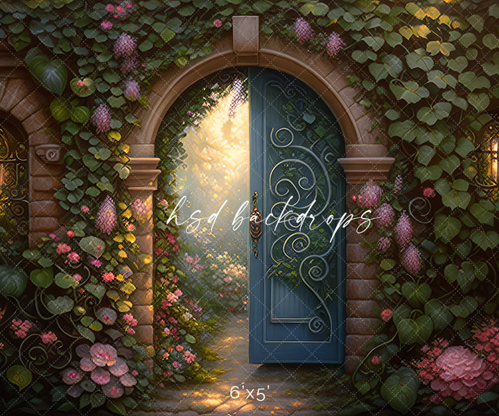 Enchanted Garden Door Fantasy Photo Backdrop for Studio Photography