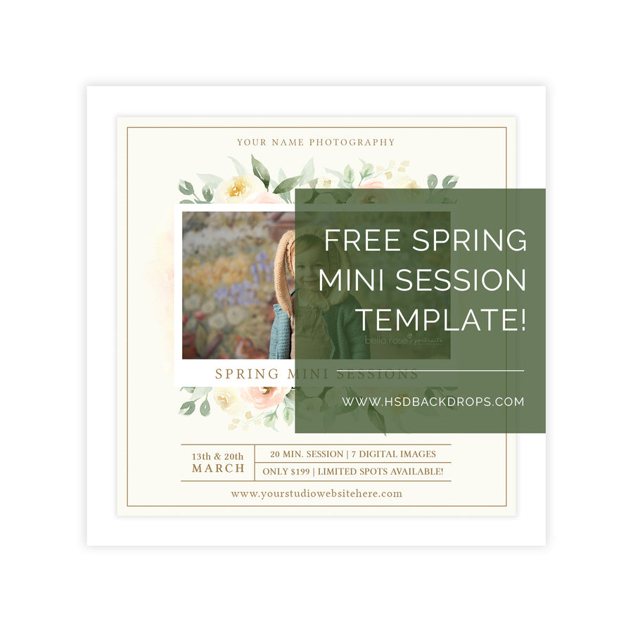 Free Mini Session Template for Spring - HSD Photography Backdrops 