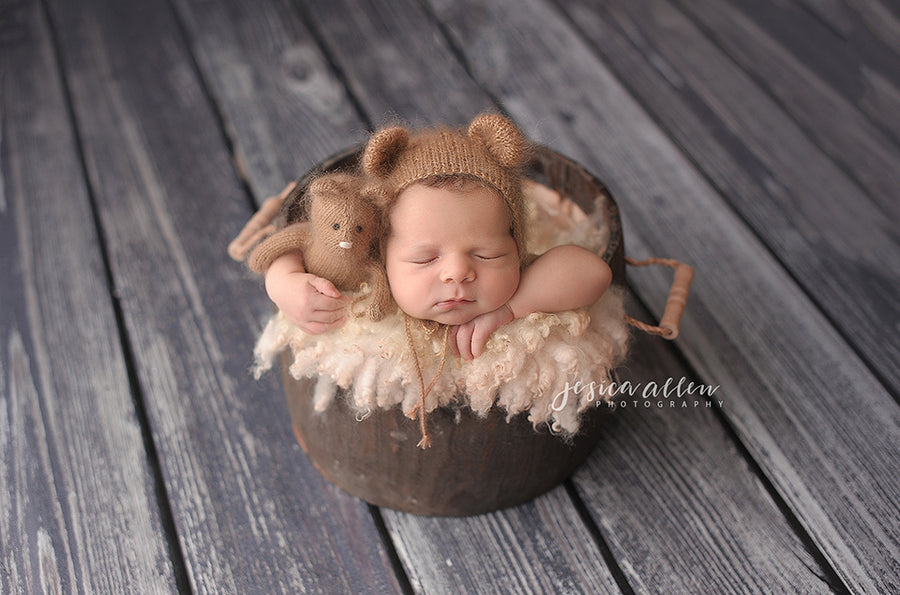 Weathered Gray Wood Floor Drop Floor Mat - HSD Photography Backdrops 