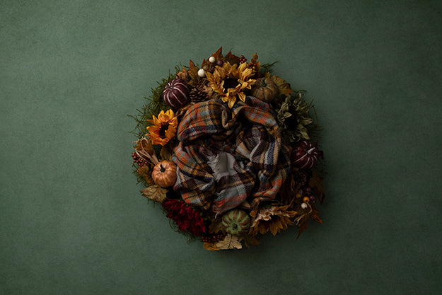 Harvest Wreath Green | Autumn Plaid Coll. | Digital - HSD Photography Backdrops 