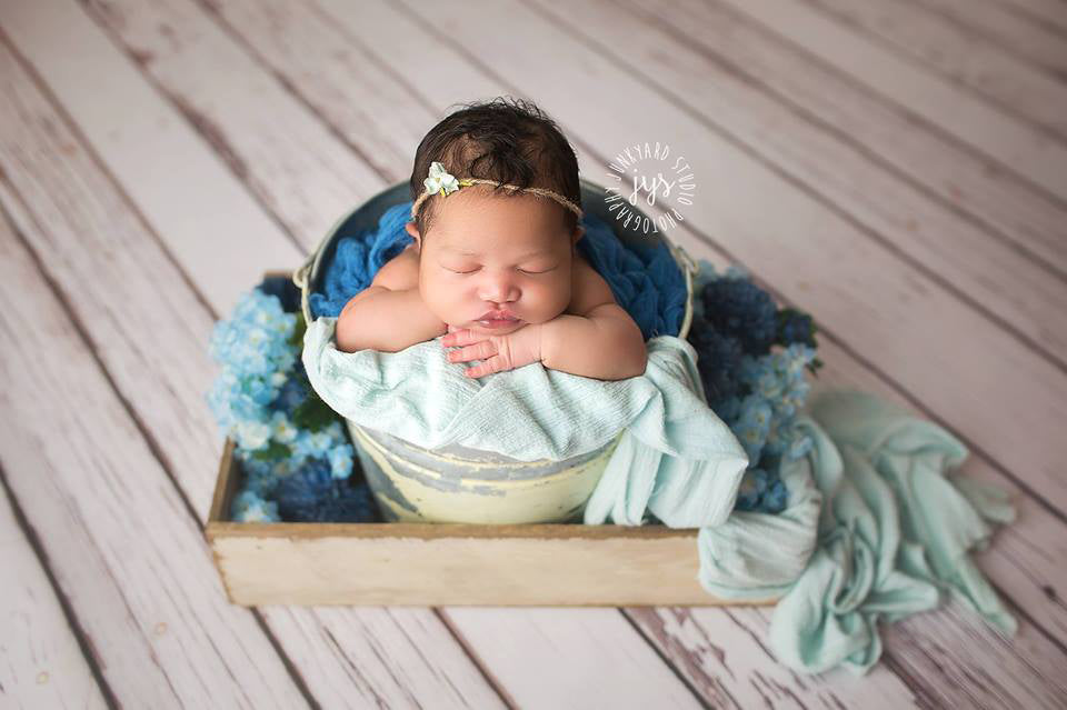Weathered White Wood Floor Drop Floor Mat - HSD Photography Backdrops 
