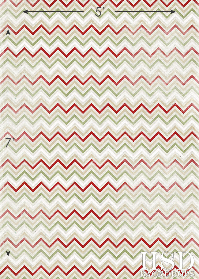 Textured Chevron Red Green - HSD Photography Backdrops 