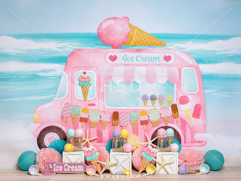 Ice Cream Truck Set Up (Pink) - HSD Photography Backdrops 