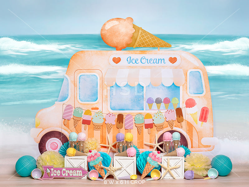 Ice Cream Truck Set Up (Orange) - HSD Photography Backdrops 