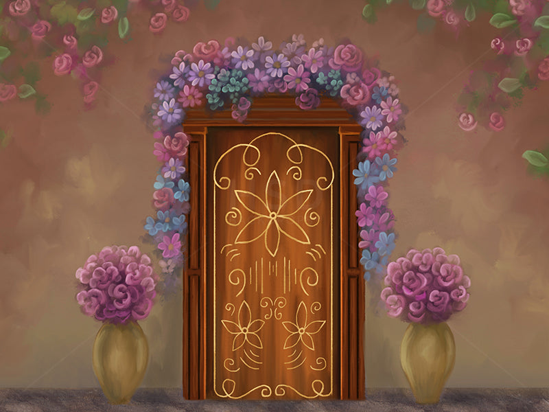 Magical door cake smash photo backdrop with flowers and encanto ...