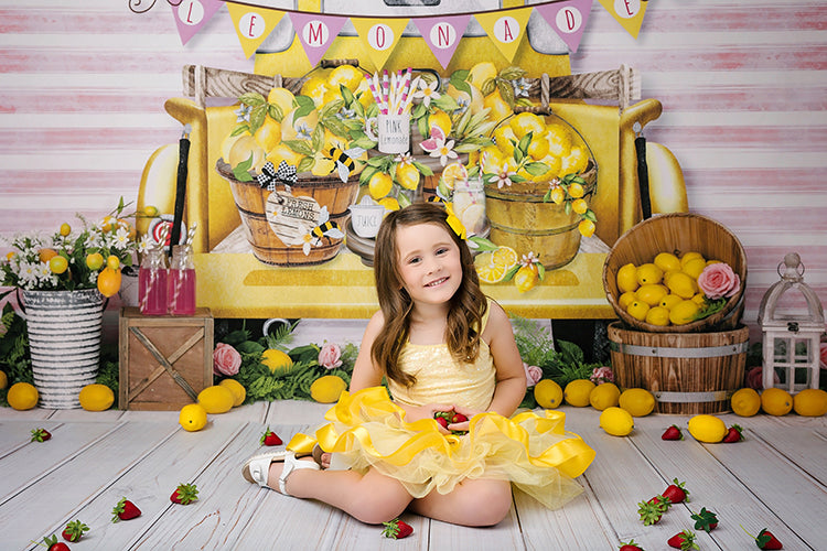 Pink lemonade backdrop for photography summer mini sessions 