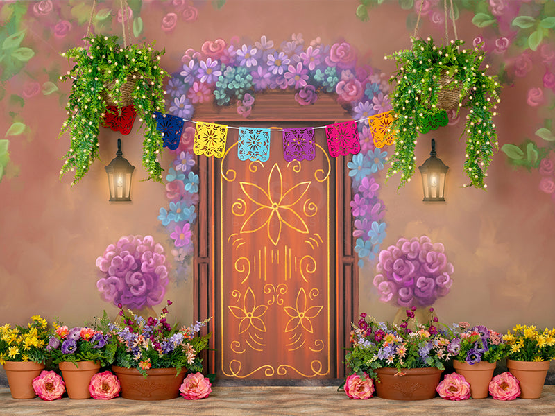 Magical door cake smash photo backdrop with flowers and encanto ...