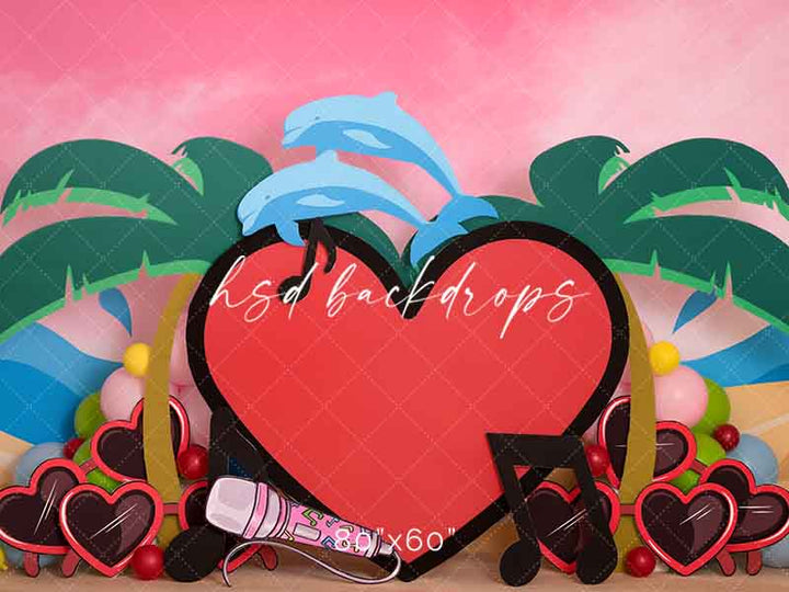 Bad Bunny Backdrop with Tropical Beach Scene 