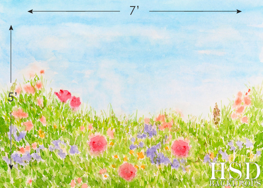Photography Backdrop | Watercolor Spring Meadow - HSD Photography Backdrops 