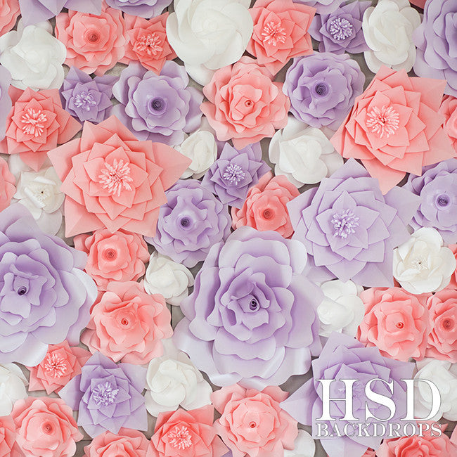 Pink & Purple Paper Flowers - HSD Photography Backdrops 