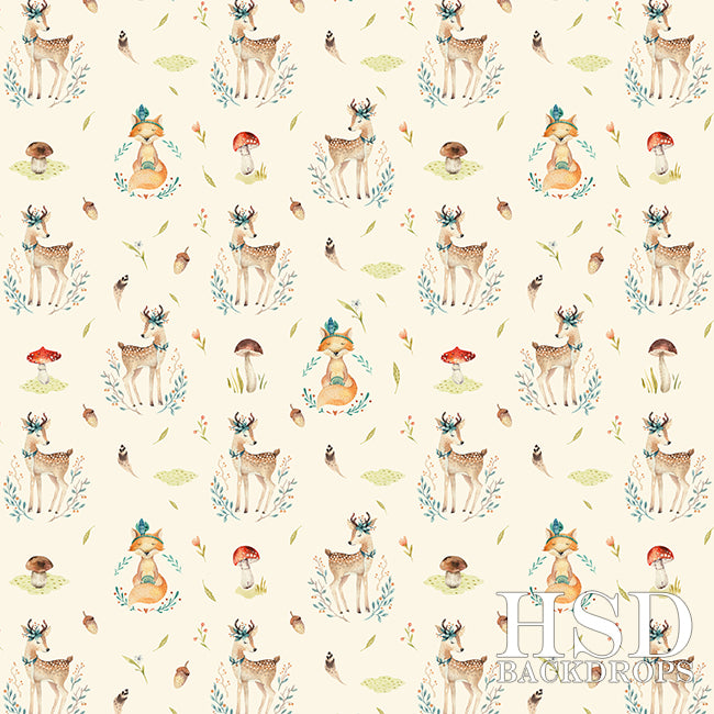 Spring Photography Backdrop | Woodland Animals - HSD Photography Backdrops 
