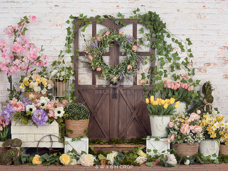 Spring Photo Backdrop | Spring Porch Easter Backdrops for Photography