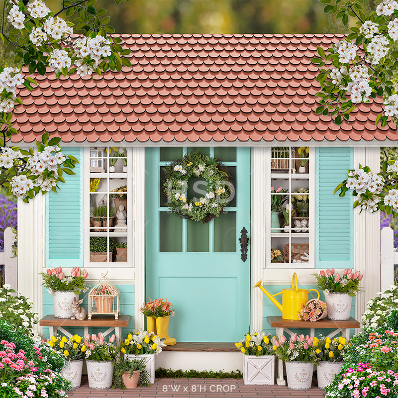 Spring Photography Backdrops | Spring Cottage Easter Backdrop