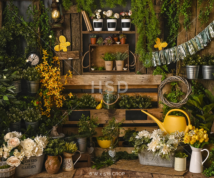 Spring Garden Backdrop | Garden Shed Plants Backdrop for Photography