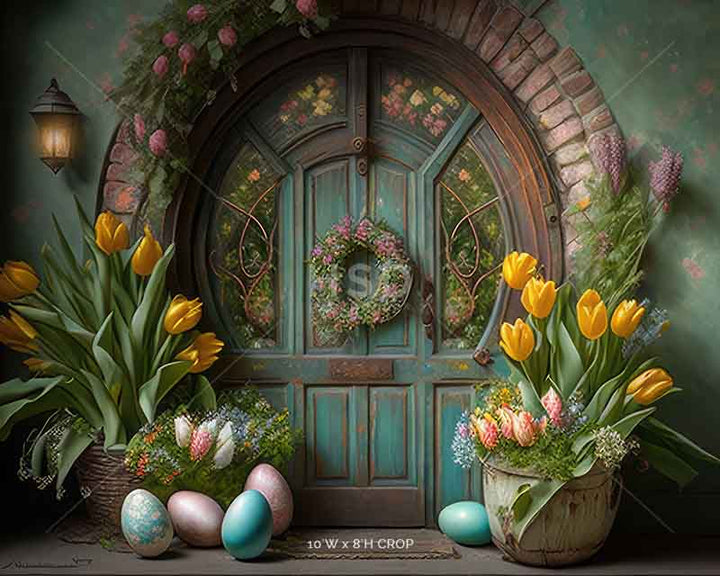 Rustic Easter Cottage Door - HSD Photography Backdrops 