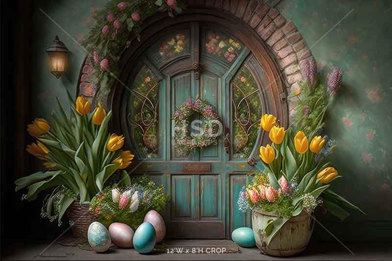 Rustic Easter Cottage Door - HSD Photography Backdrops 
