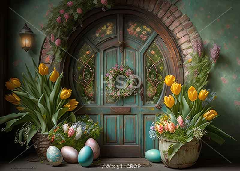 Rustic Easter Cottage Door - HSD Photography Backdrops 