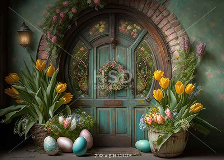 Rustic Easter Cottage Door - HSD Photography Backdrops 