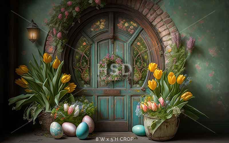 Rustic Easter Cottage Door - HSD Photography Backdrops 