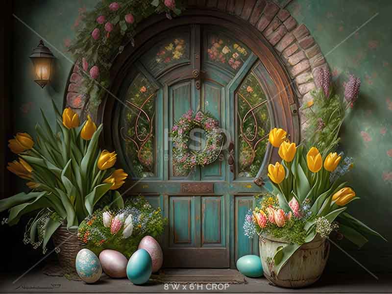 Rustic Easter Cottage Door - HSD Photography Backdrops 