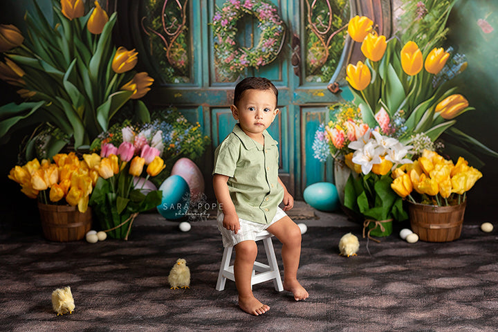 Rustic Easter Cottage Door - HSD Photography Backdrops 