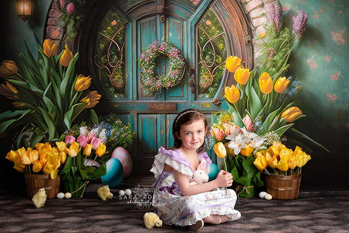 Rustic Easter Cottage Door - HSD Photography Backdrops 