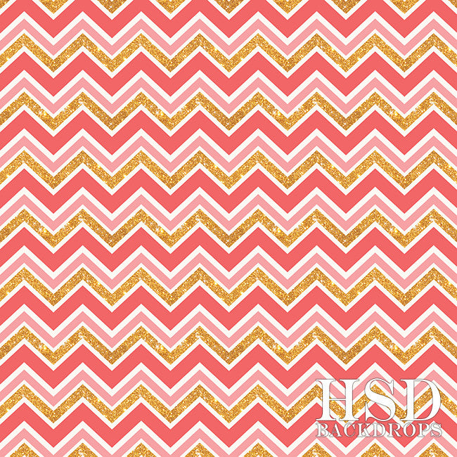 Pink & Gold Chevron - HSD Photography Backdrops 