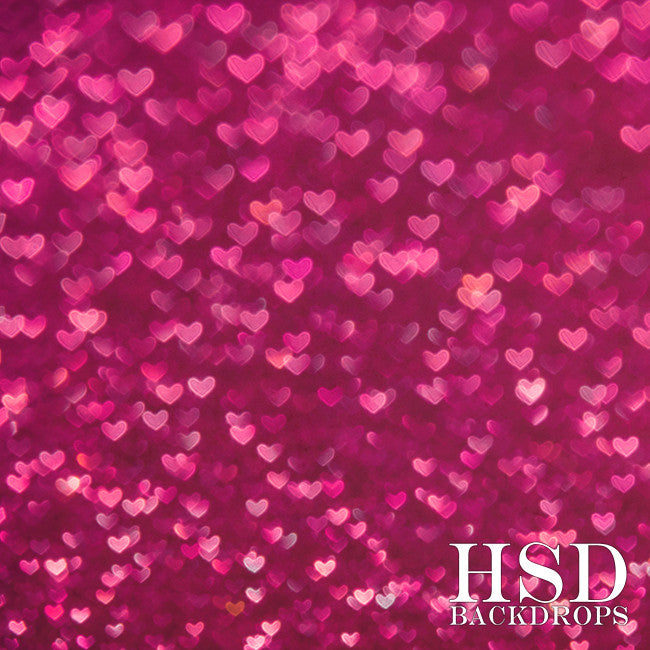 Dark Pink Bokeh Hearts - HSD Photography Backdrops 