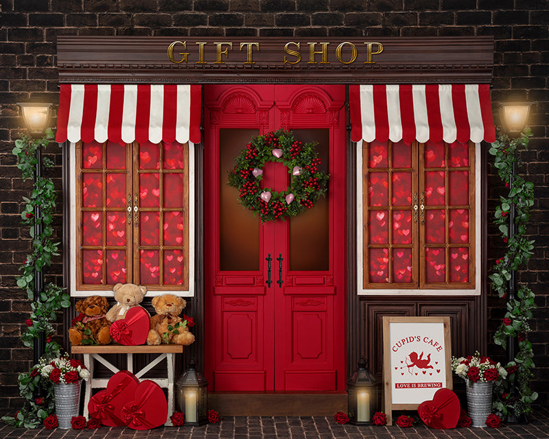 Store Front Valentine's Day Backdrop for Photos