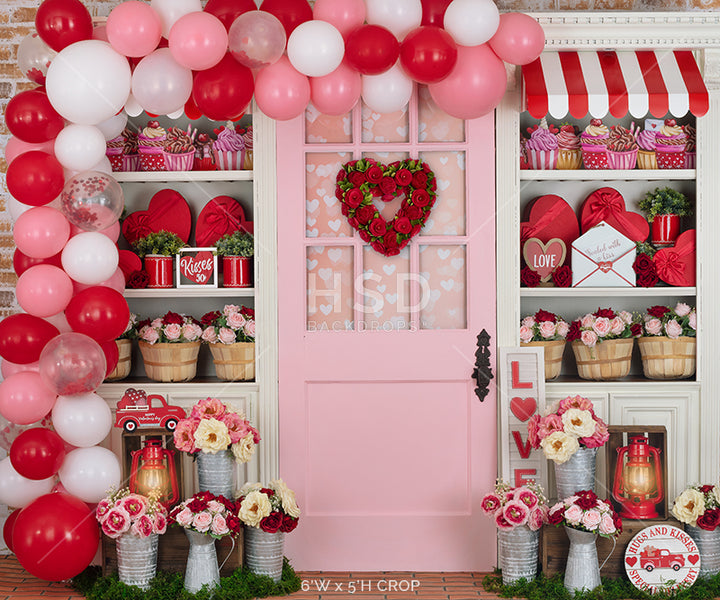 Valentine's Day Store Front Photo Backdrop for Photography